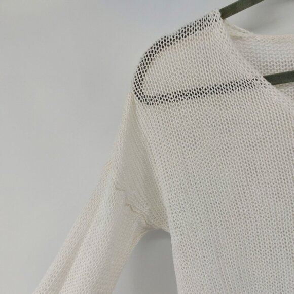 Eileen Fisher White V neck sweater open weave - Picture 3 of 5